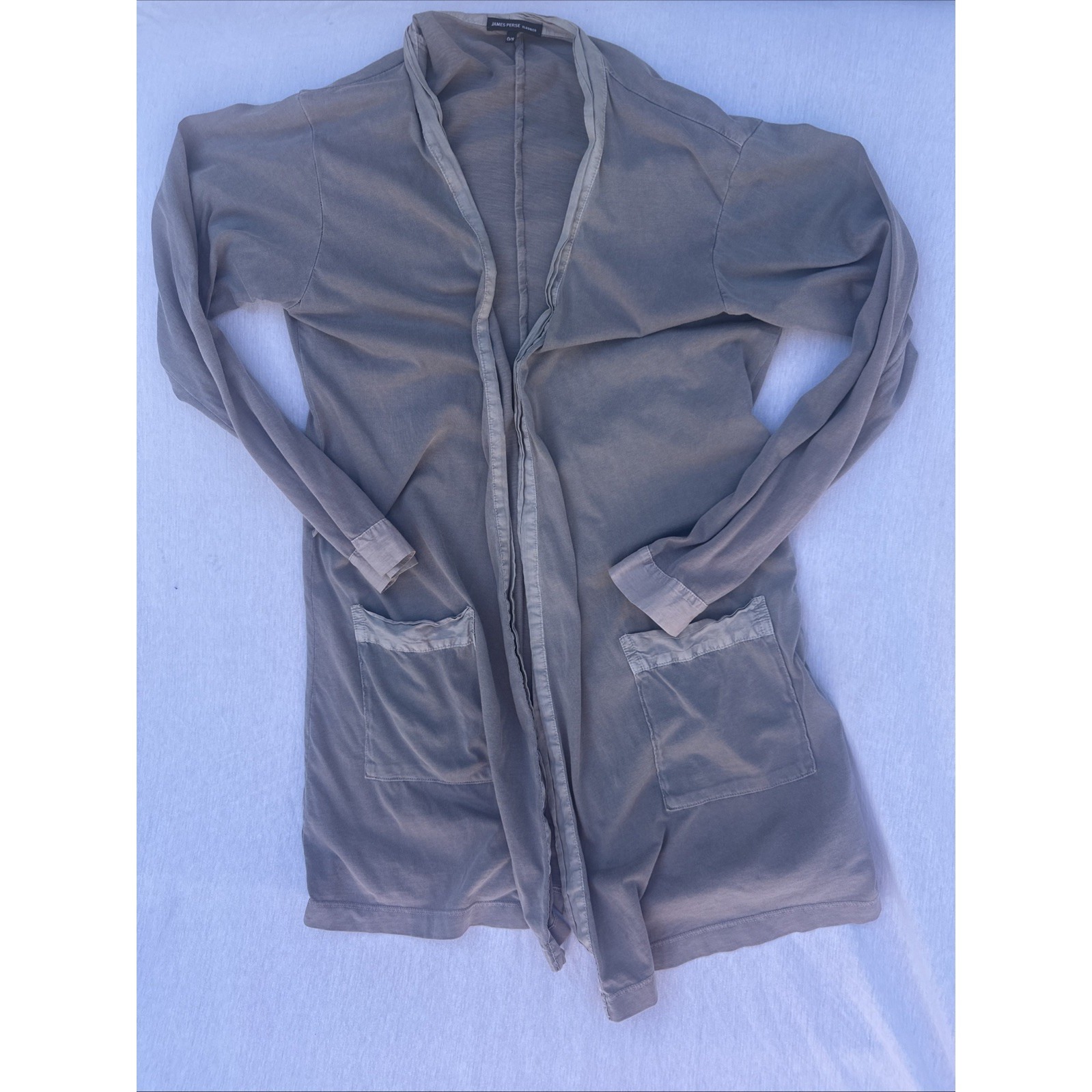 James Perse Womens CardiganRode Gray Sz OS Supima Cotton Front Pockets Twotone